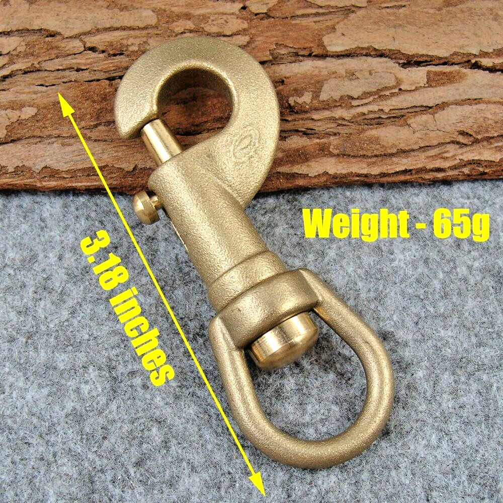 3.18" Solid Brass Swivel Eye Bolt Snap Hook Trigger Hook Brass Snap Clip