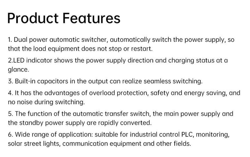 DC 12V Dual Power Automatic Switcher UPS Emergency Power Failure Transfer Switch