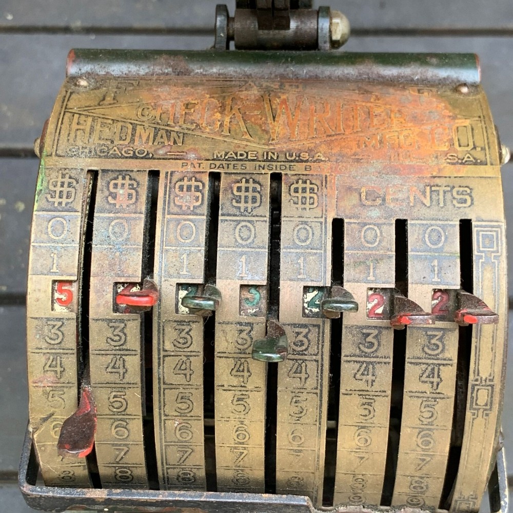 Vintage F & E Hedman Mfg. Co. Check Writer Protector Model W