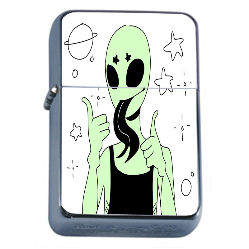 Groovy Alien Em1 Flip Top Oil Lighter Wind Resistant