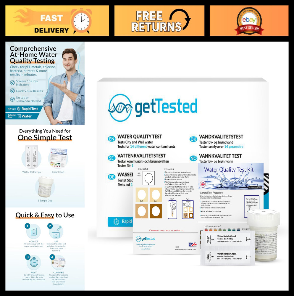 At-Home Water Quality Test Kit – 14-Parameter Drinking Water Purity Test – Fast