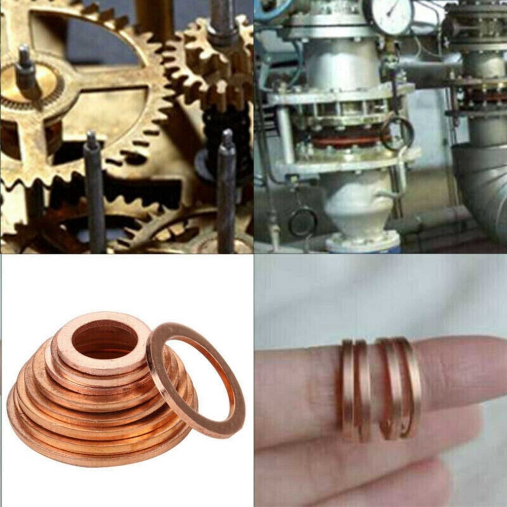 400Pcs Kit 9 Sizes Assorted Solid Copper Crush Washers Seal Flat Ring & Case