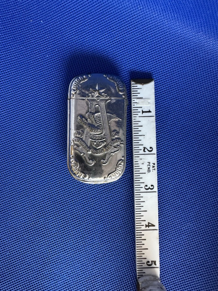 VINTAGE ANHEUSER BUSH MATCH SAFE VESTA SILVER PLATE ENGRAVED