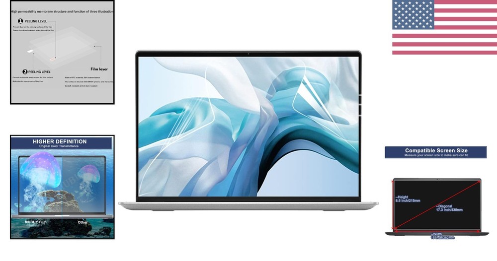 2-Pack 17.3'' Scratch Resistant Laptop Screen Protector - Glossy Finish