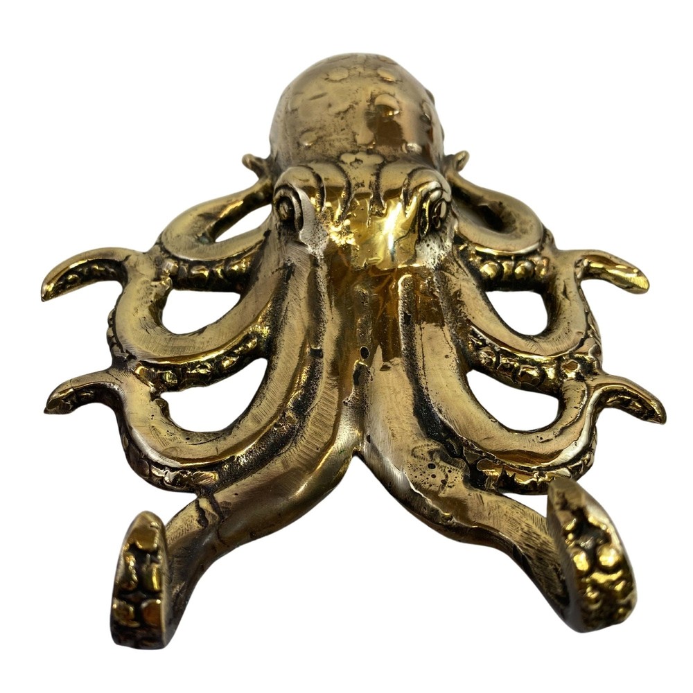 Octopus Kraken Wall Hook Solid Bronze Nautical Beach cottage Decor Bali Art