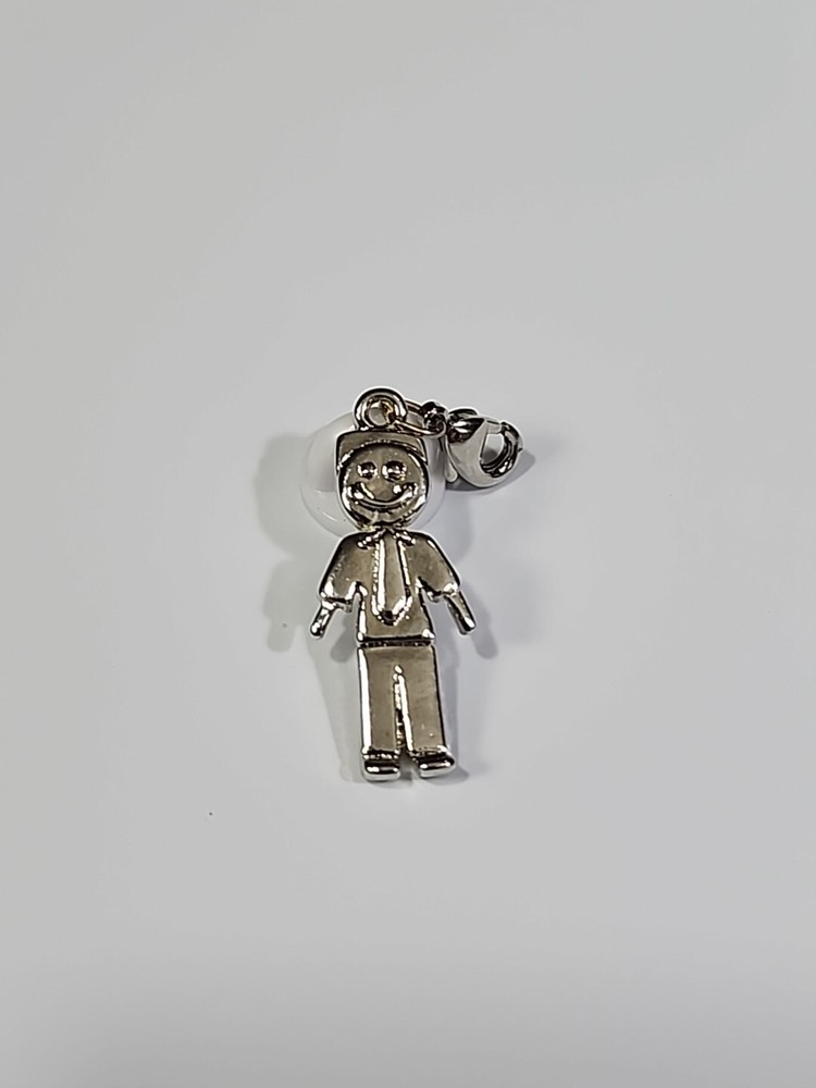 Smiley Face Man Charm Silver Color Iconic