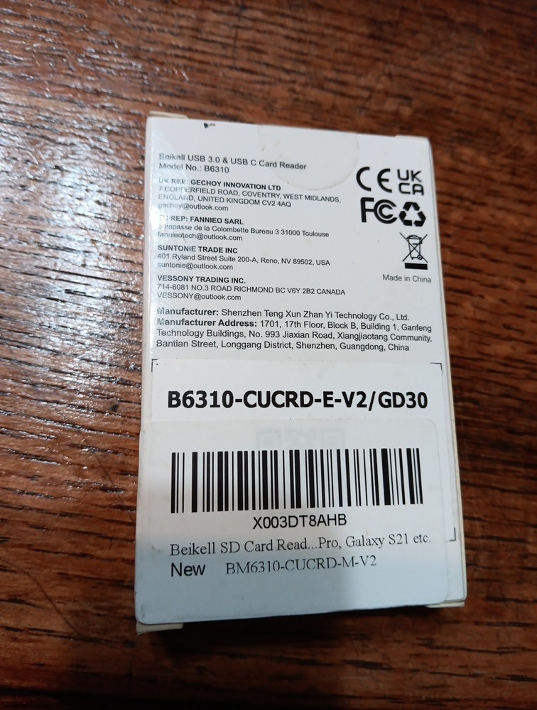 Beikell USB 3.0 & USB C Card Reader Model B6310