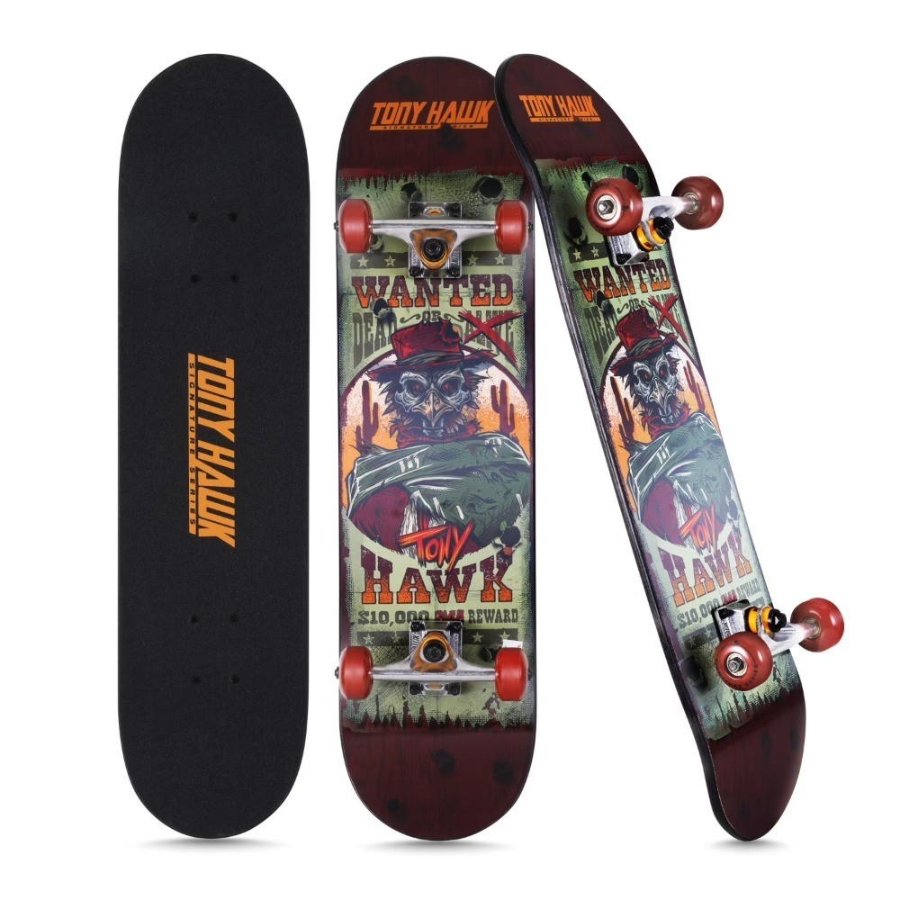 Lenticular 31" Wanted Hawk Skateboard, 52mm Wheels