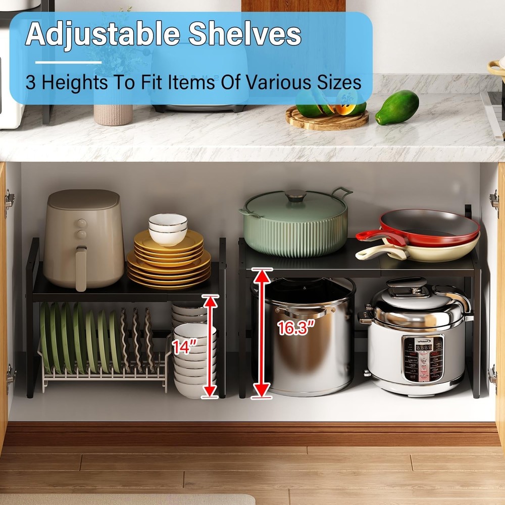 Expandable 110 LBS Heavy Duty Storage Shelves,Metal Shelving Unit Pots Pans