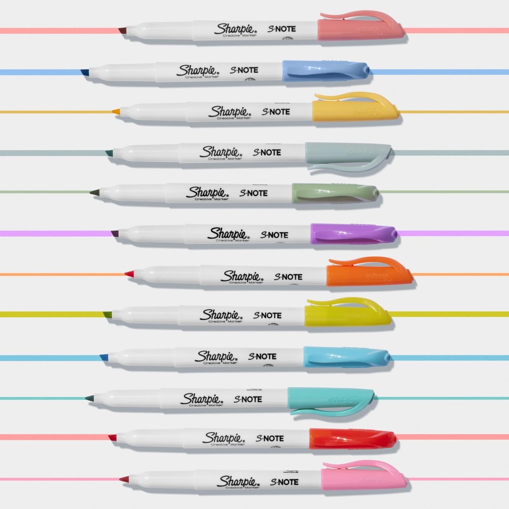 SHARPIE S-Note Creative Markers, Pastel 1 Count (Pack of 12), Assorted