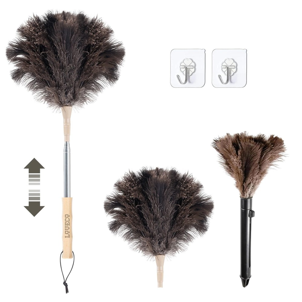 Ostrich Feather Dusters for Cleaning Kit - Reusable Soft Feather Duster Exten...