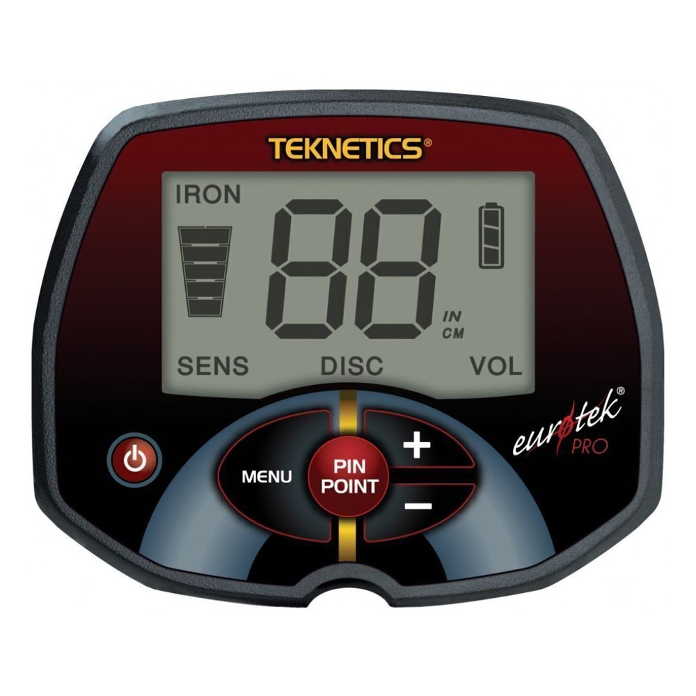 Teknetics Euro Tek Pro Red Metal Detector with Pinpointer and DD Searchcoil