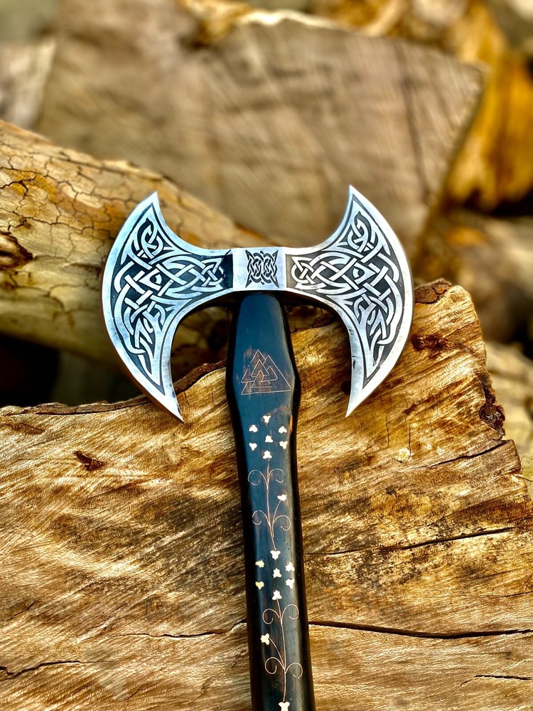Custom Handmade Brass Designing Double Head Axe Battle Ready Medieval Viking Axe