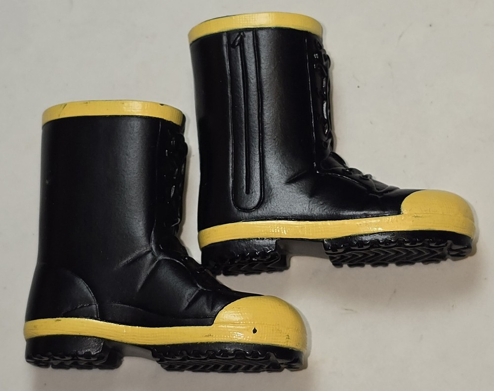 Plastic Fireman Black Boots Accessory for 12" Action Figure 1/6 scale