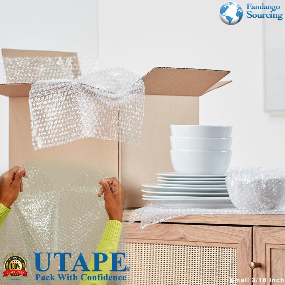 3/16" Small Bubbles Plastic Wrap Cushioning Wrap 24"x10' Perforated every 12"