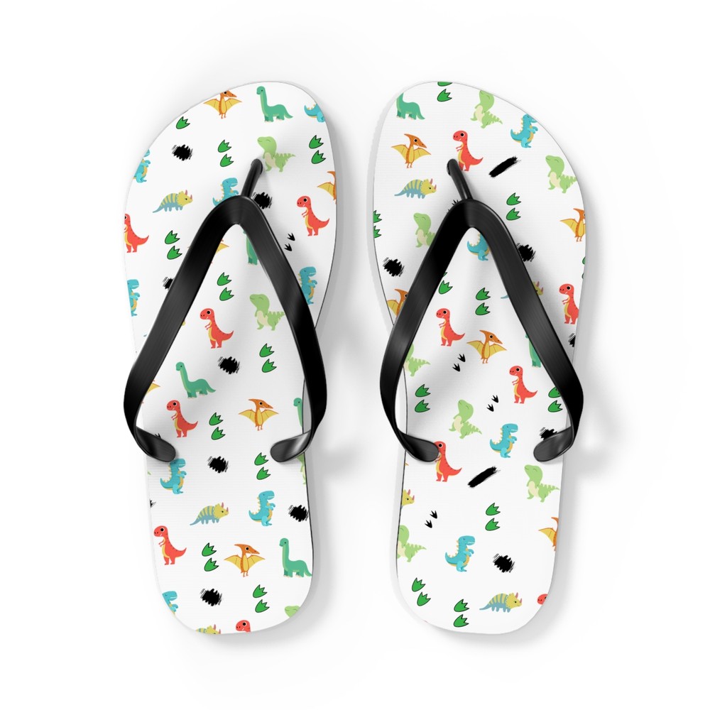 Dinosaur pattern Flip Flops Dino summer