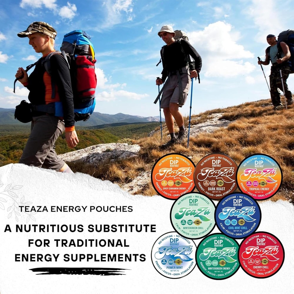 TeaZA Energy Variety Pack - Flavored Pouches 8 Pack