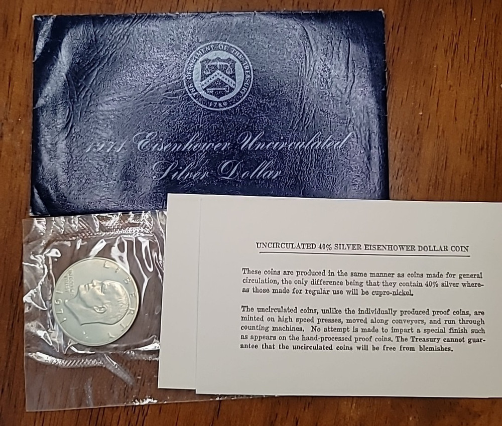 1971 S Eisenhower Blue Ike Uncirculated 40% Silver Dollar