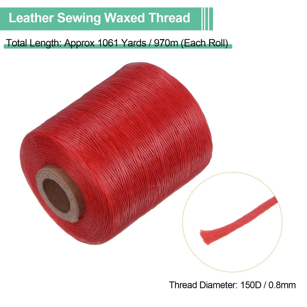 150D Waxed Thread 1061 Yards Polyester Leather Sewing Waxed String Red