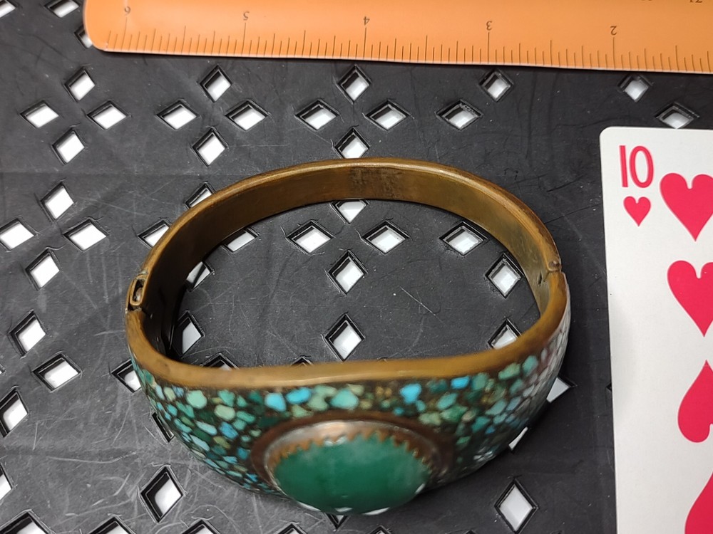 Super Cool 7 Inch Old Brass Hinged Bangle Bracelet