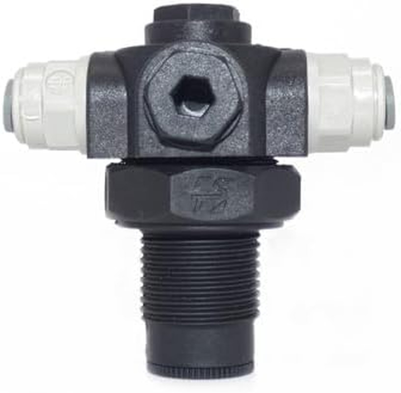 Polymignon Pressure Relief Valve, Aluminum or Zinc or PTFE, 1/4 Pushfit Inlet/Ou