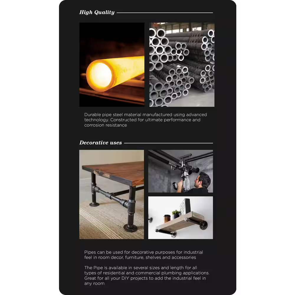 3/8 In. X 24 In. Black Steel Pipe