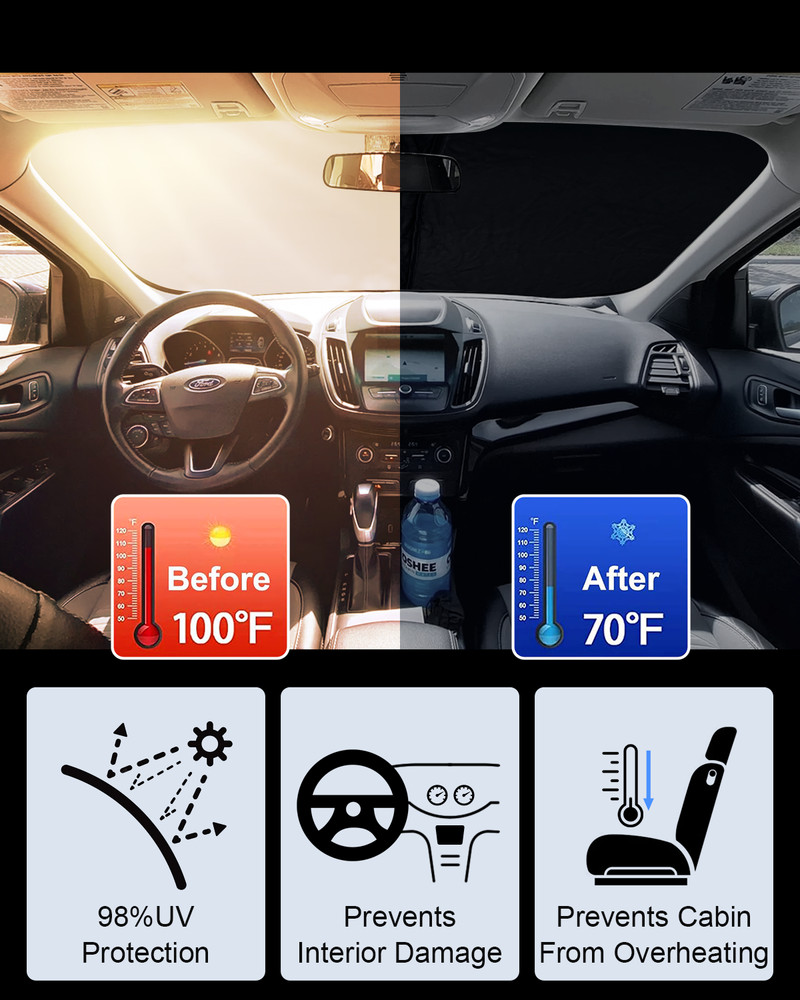 Front Auto Windshield Car Windshield Sun Shade For 13-19 Ford Escape Foldable