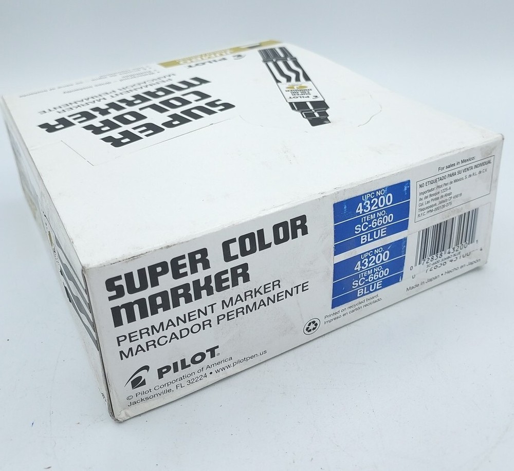 *2-Pack* Pilot 43200 Super Color Blue Permanent Marker, Jumbo Chisel, Refillable