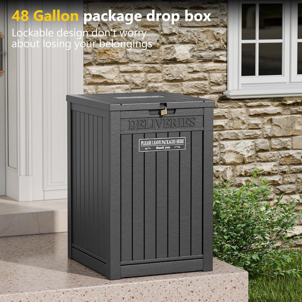 Package Delivery Box for Outside, 48 Gallon Storage with Lockable Secure, Large