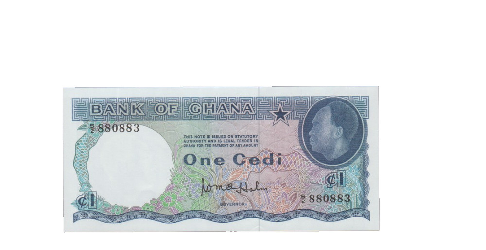 GHANA 1965 1 CEDI BANKNOTE P5 ABOUT  UNCIRCULATED
