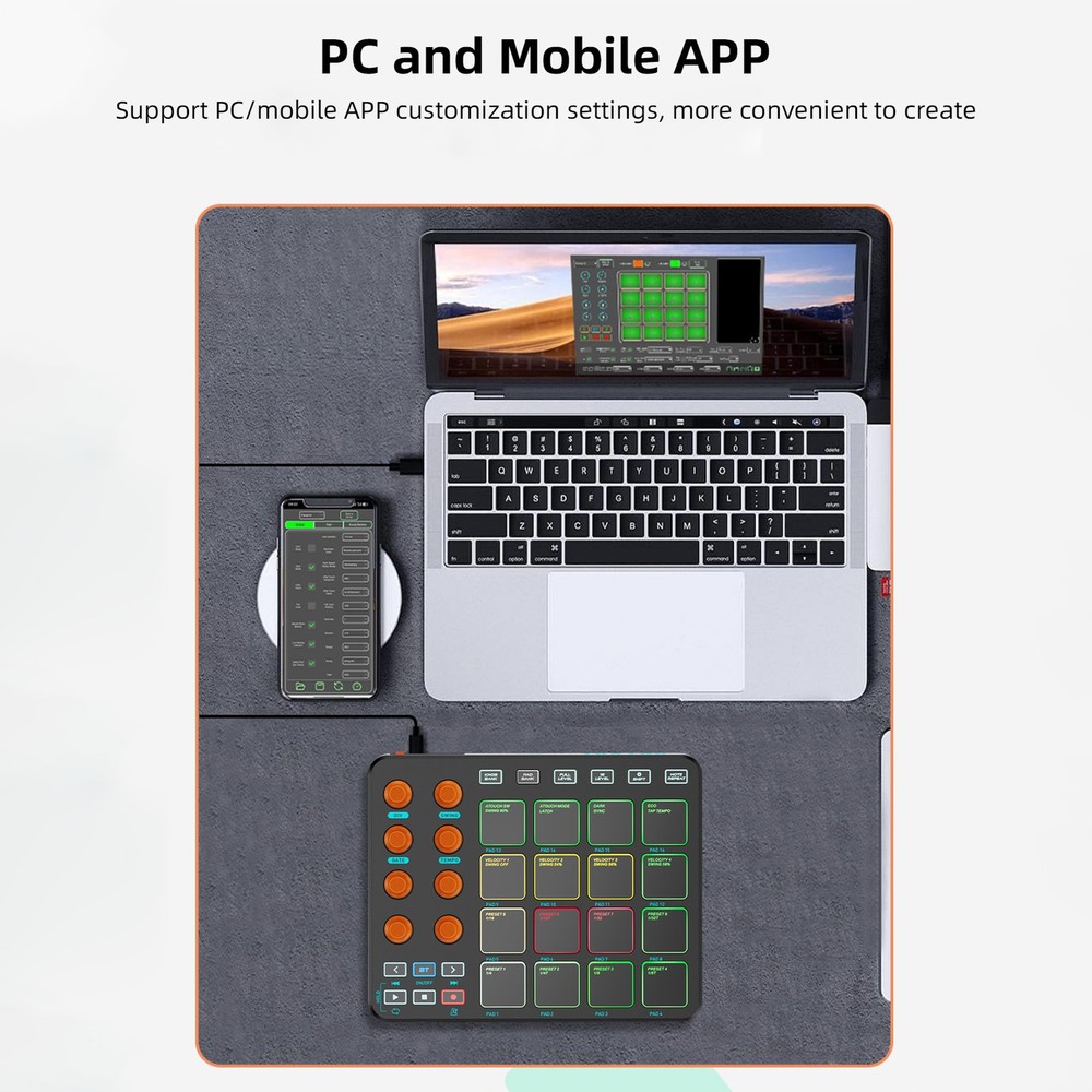 16 RGB Pads Wireless MIDI Controller For Beginners SRMB
