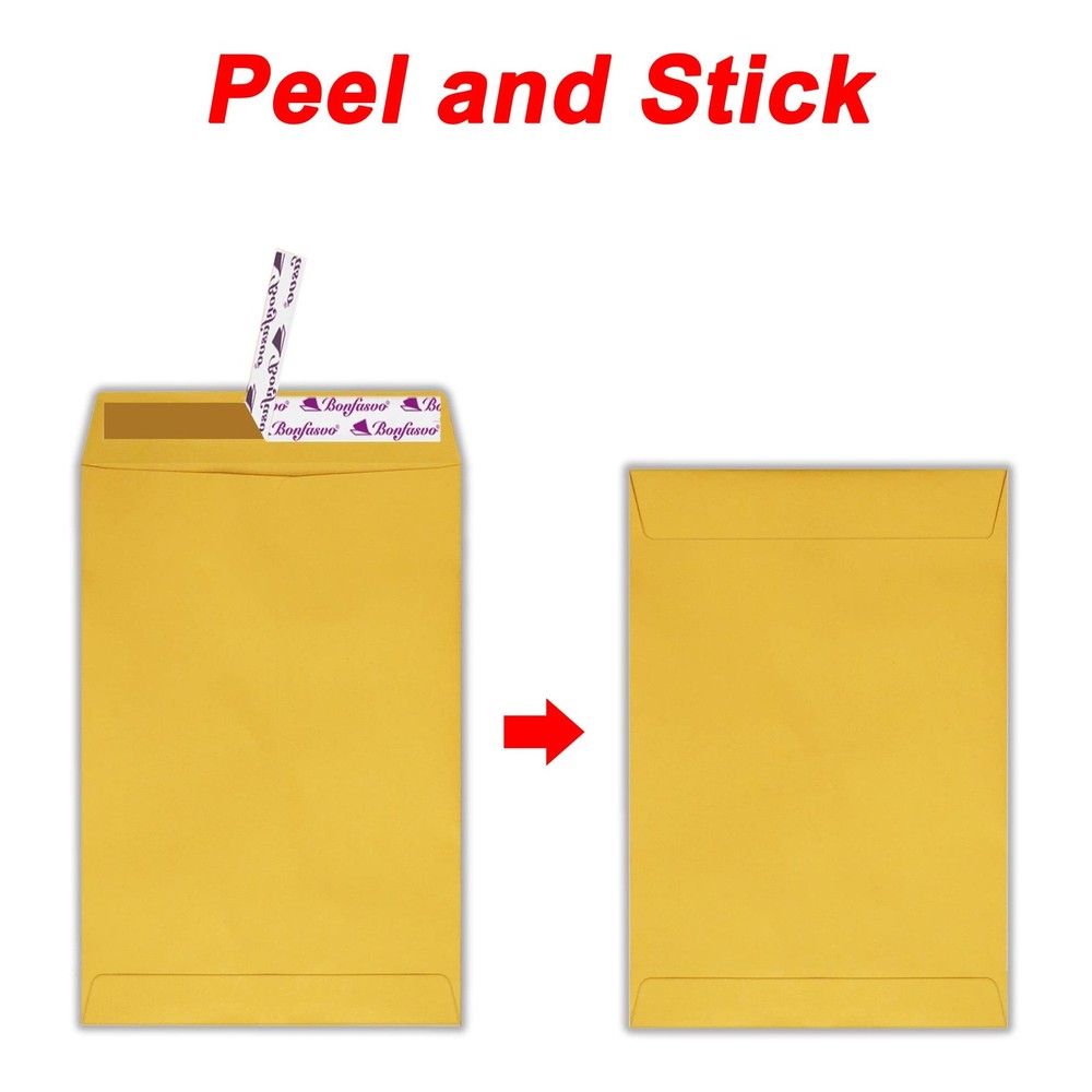 300 Pack 9x12 Brown Catalog Envelopes Peel & Seal Security Mailing Envelopes ...