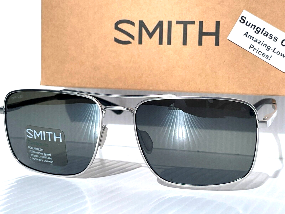Smith Optics OUTCOME Matte Silver Carbonic POLARIZED Platinum Mirror Sunglass