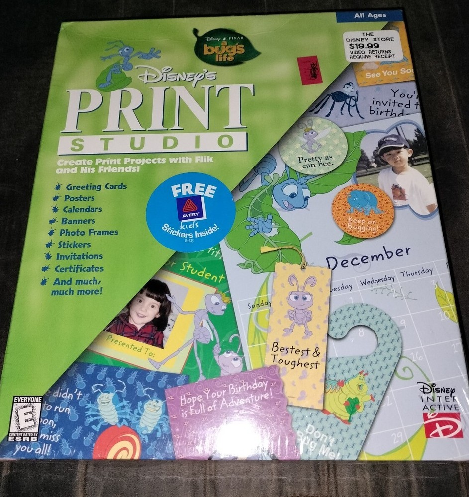 Disney's Print Studio A Bug's Life PC CD ROM Windows 95 Computer New Sealed