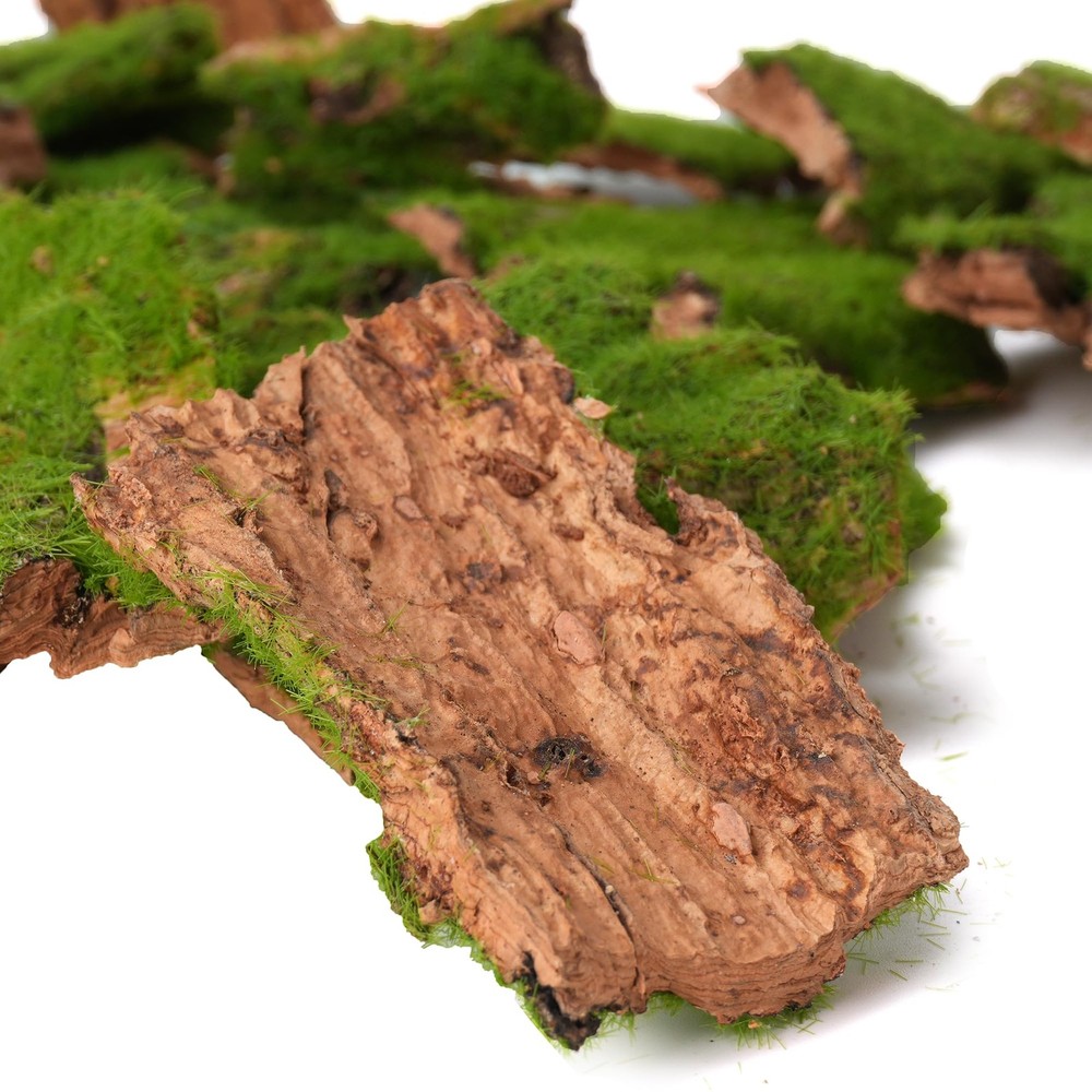 BYHER Assorted Artificial Moss Bark, Decorative Mossy Realistic Green - 100gr