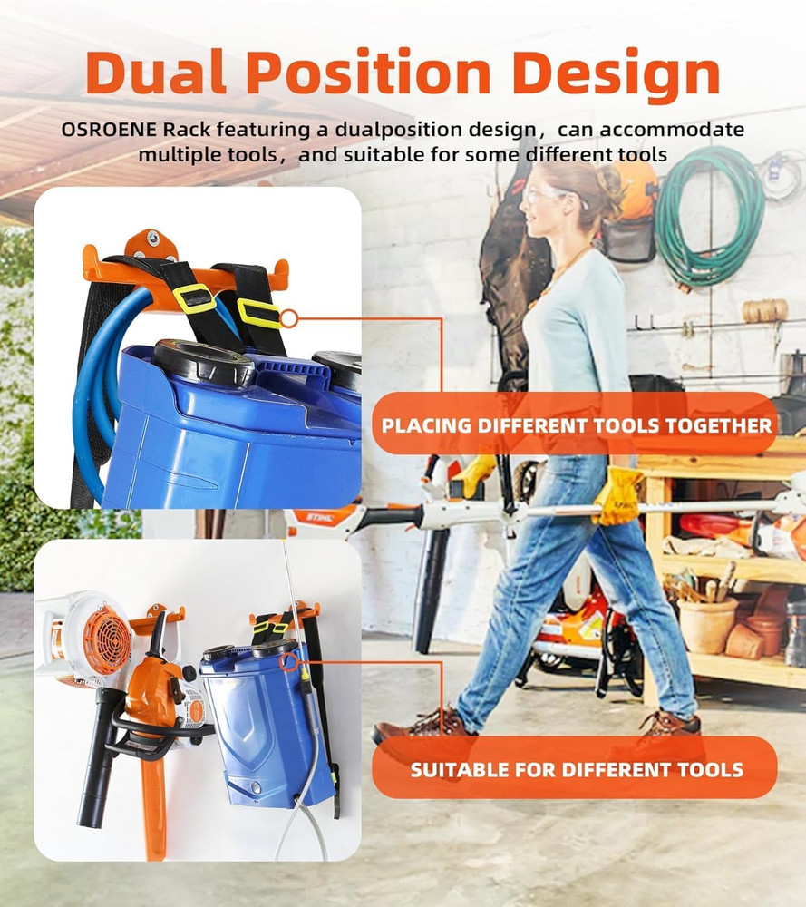 Backpack Leaf Blower and Sprayer Wall Mounts, 2-Pack Heavy Duty Storage