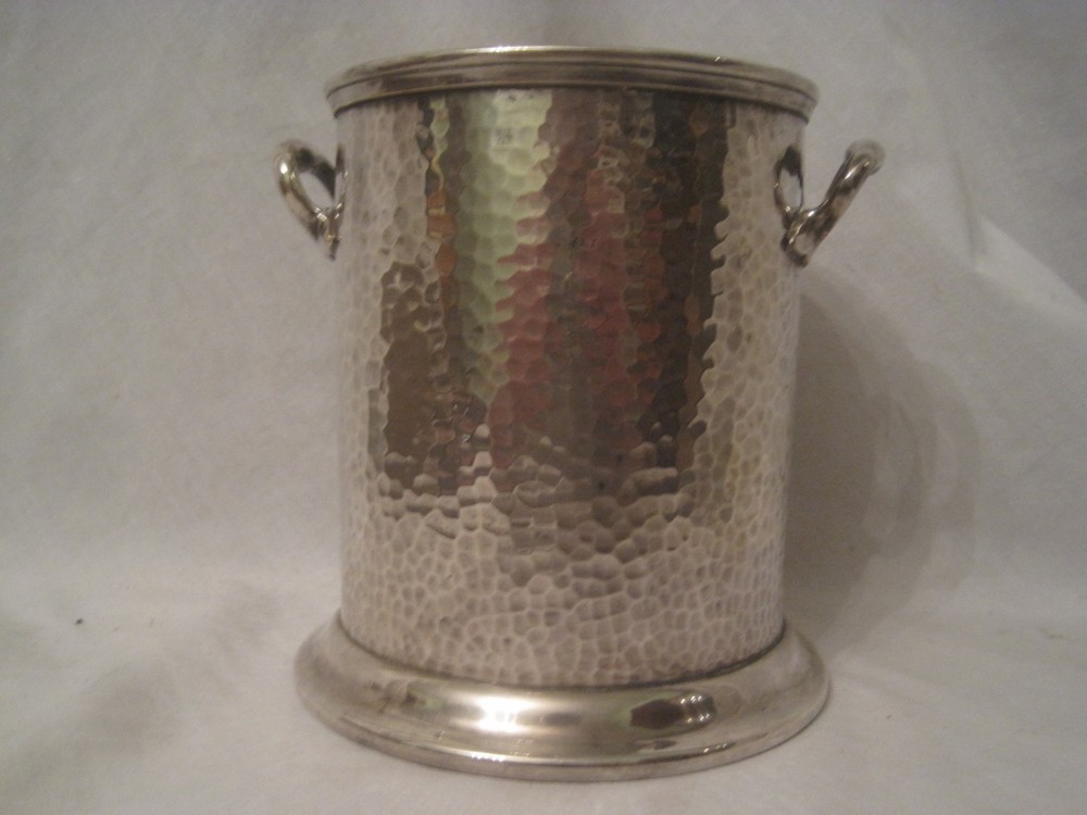 Mappin & Webb's Prince's Plate hammered antique container 5.5" bucket engraved