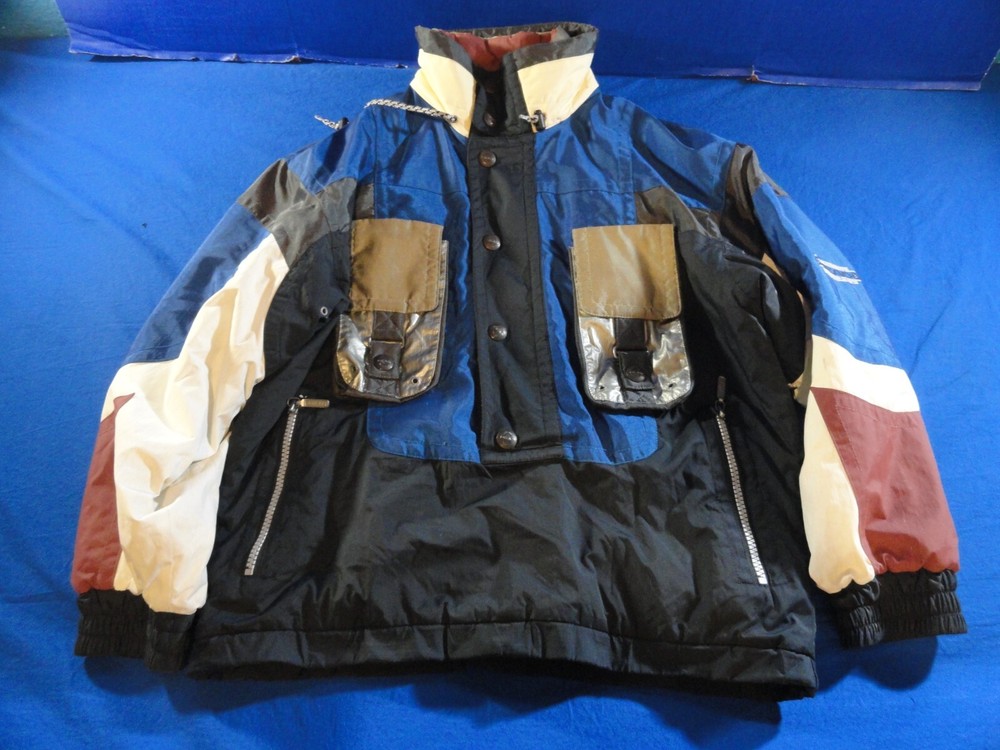 HEAD SPORTWEAR MULTICOLOR BLUE BLACK WHITE PULLOVER WINDBREAKER JACKET S