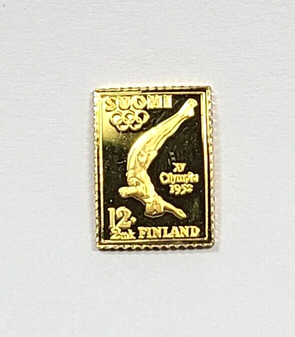 Sterling Silver Gold Plated Finland Olympic Stamp Style Tiny Ingot