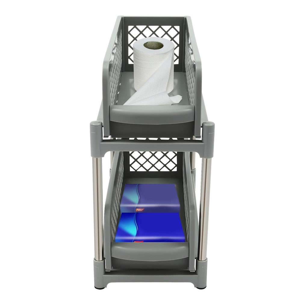 2-Tier Pull-Out Under-Sink Organizer with Slide-Out Design and Large Capacity