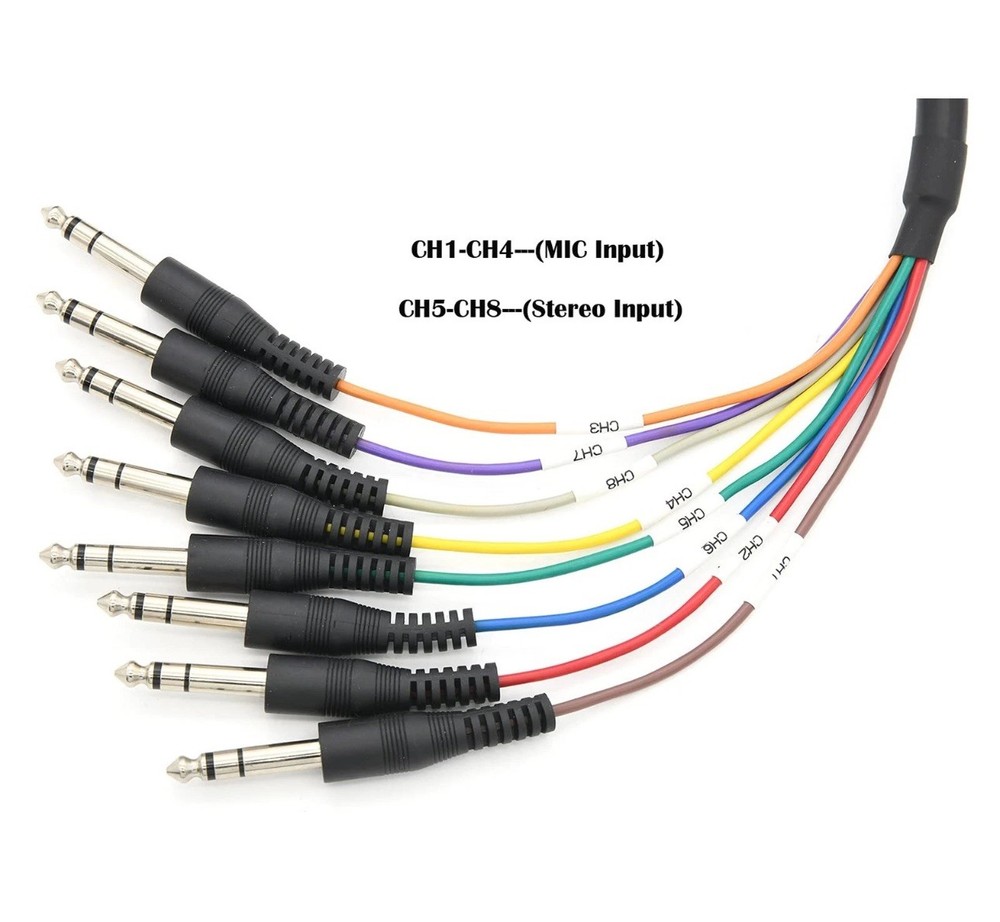 Balanced Snake DB25 TRS Interface to 1/4 TRS Analog Recorder Interface Cable 8 C