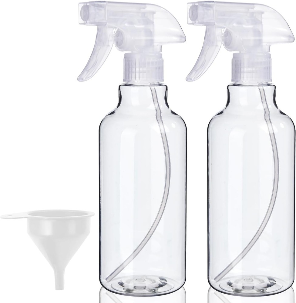 Plastic Spray Bottles, 2-Pack, 16.9 Oz, Mist & Stream, Heavy Duty Spraying, Empt