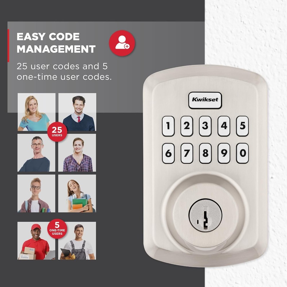 10-Button Keypad Satin Transitional Electronic Deadbolt Door Lock,Keyless Entry