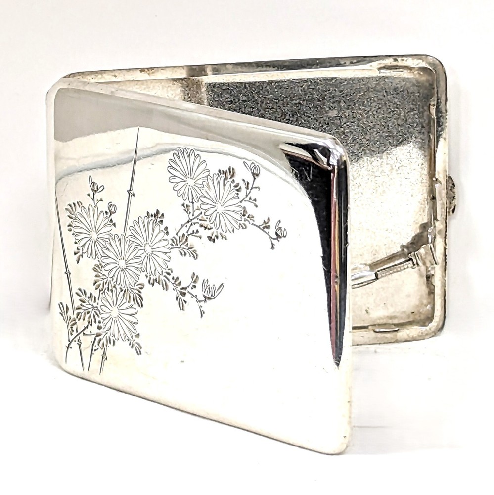 Vintage Cigarette Case Curved, Sterling Silver Kuyeda