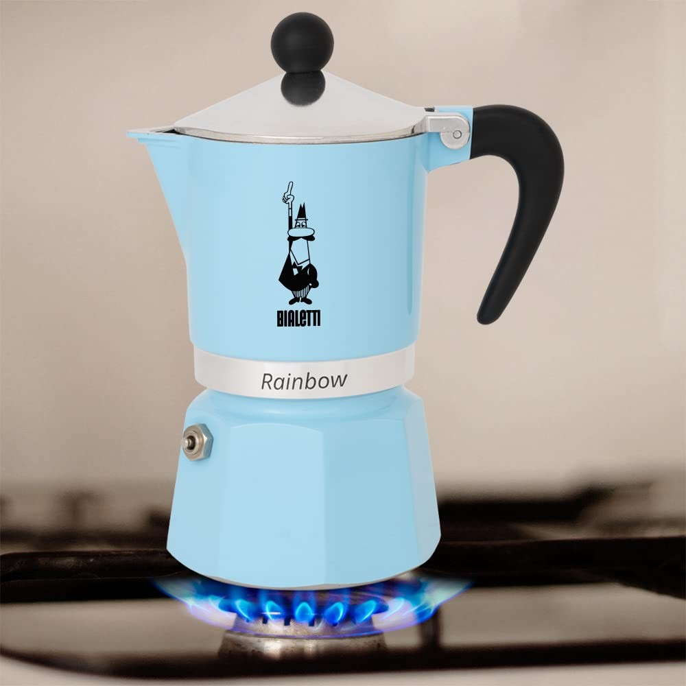 Bialetti 5042 Rainbow Espresso Maker, Light Blue