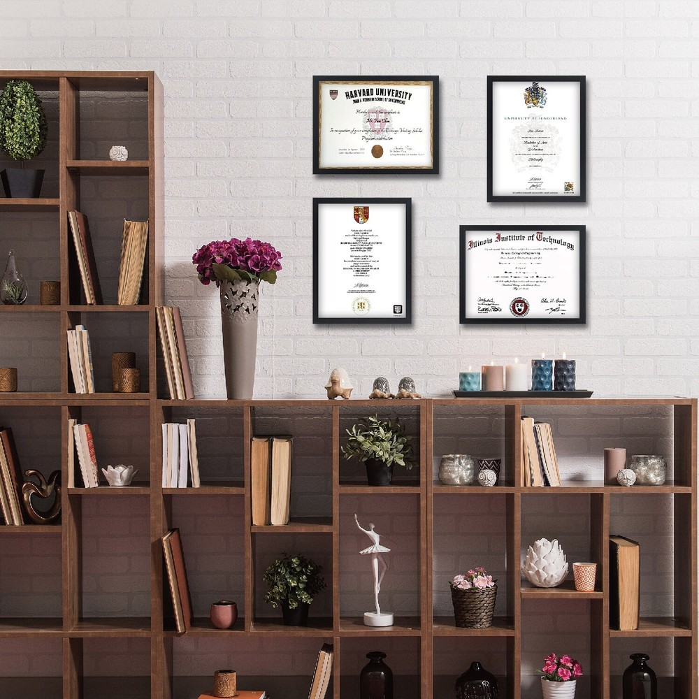 Document frames 8.5x11 Certificate Frames for Wall Or Tabletop , Set of 12 Black