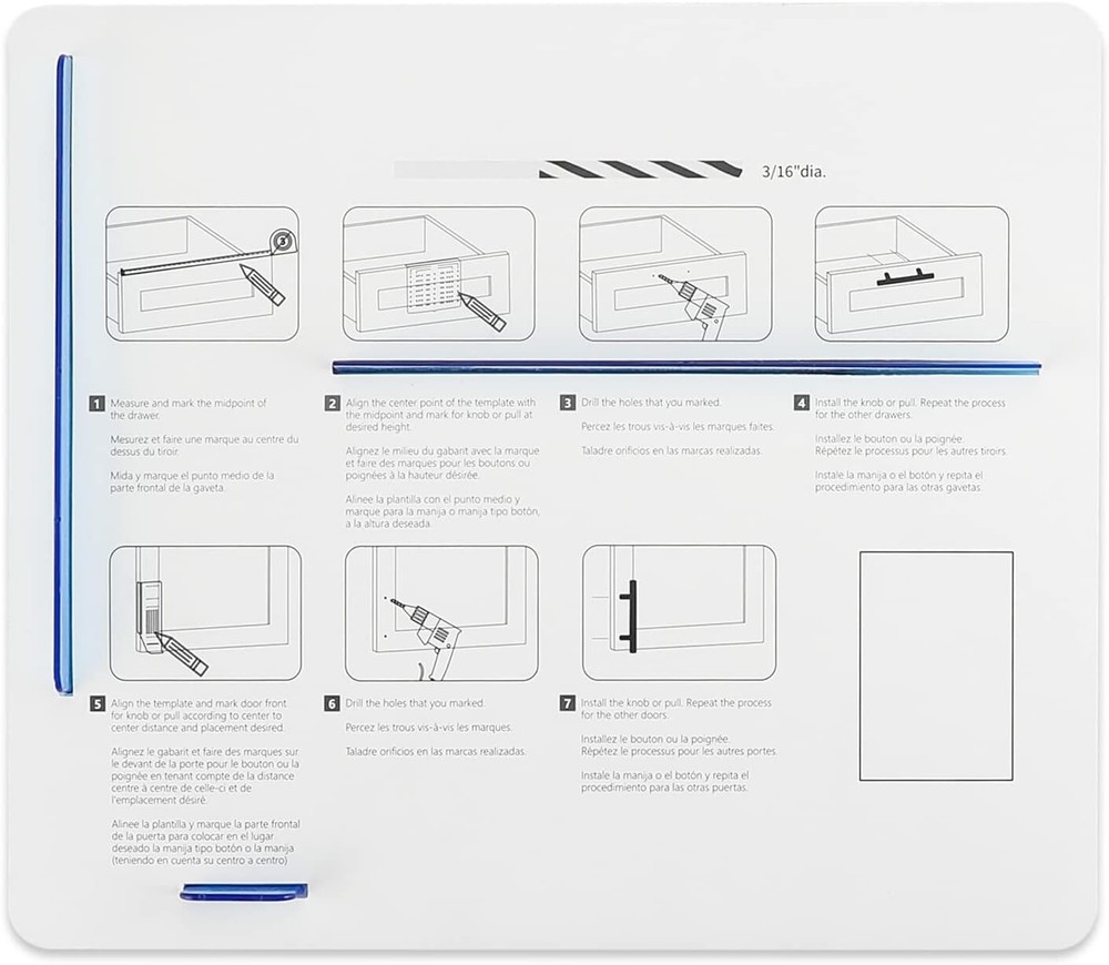 Cabinet Pull Template Door Template Drawer Pull Drill Template 1 Pack - TM160N