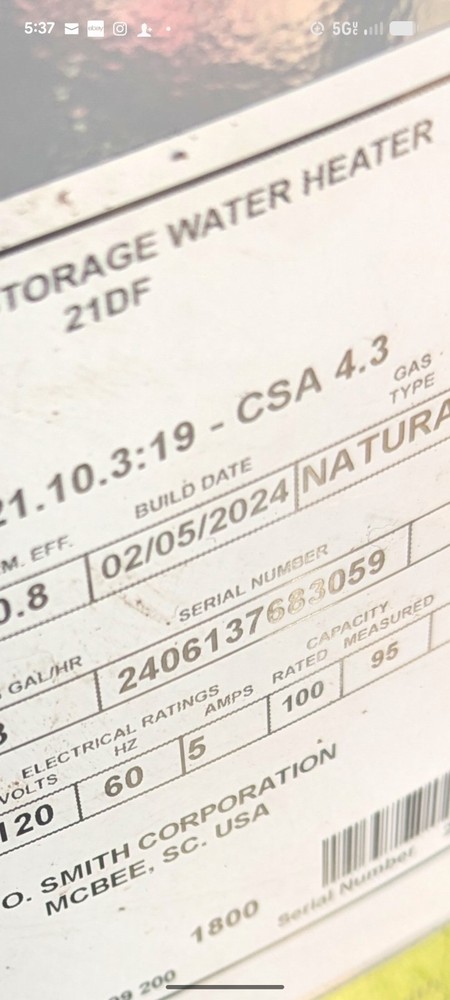 Ao Smith Btl-199 200 100 Gallon 250000 BTU Master -Fit Ultra Commerical Gas...