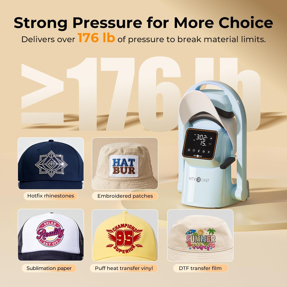 Auto Hat Press Machine - Hat Heat Press Machine with Precise Temp&Timer Control,