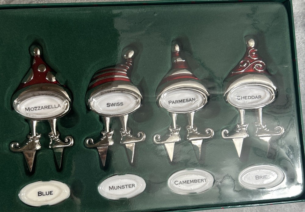 Reed & Barton Silverplate Christmas Santa Hat Cheese Markers